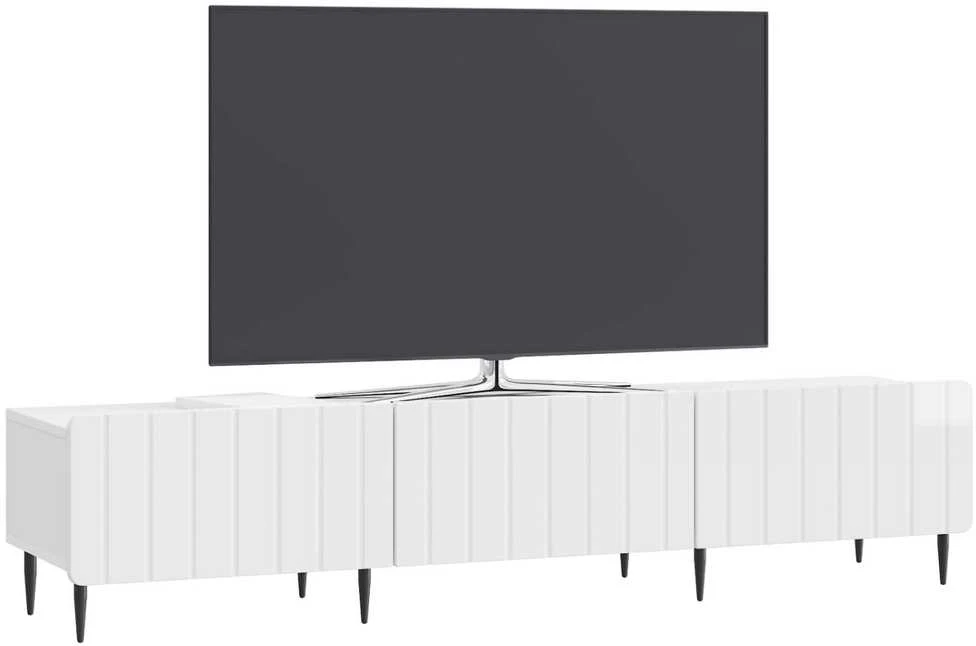 TV staliukas Televizoriaus spintelė Itin blizgi balta 147 x 34,5 x 32 cm