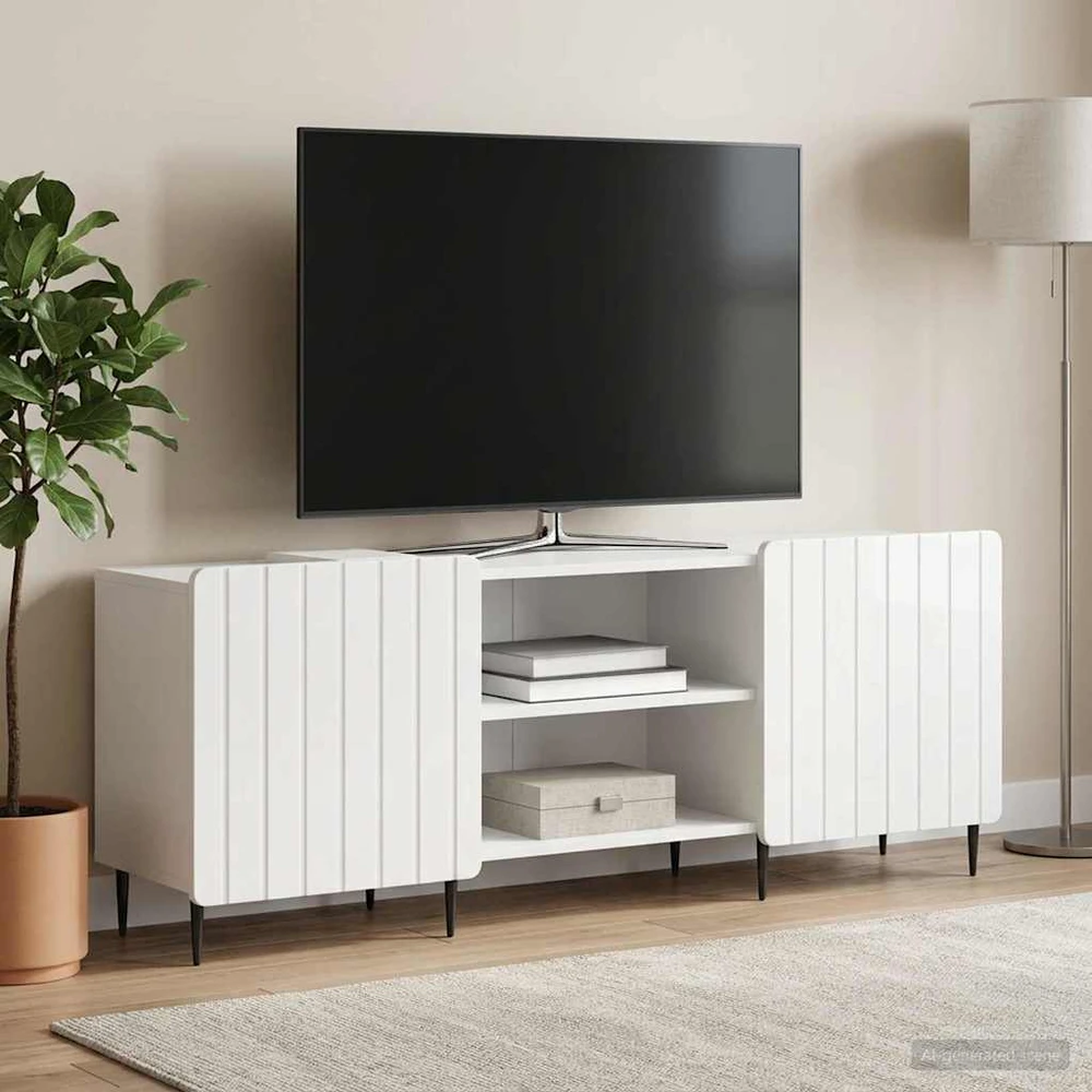 TV staliukas Televizoriaus spintelė Itin blizgi balta 150 x 31 x 52 cm