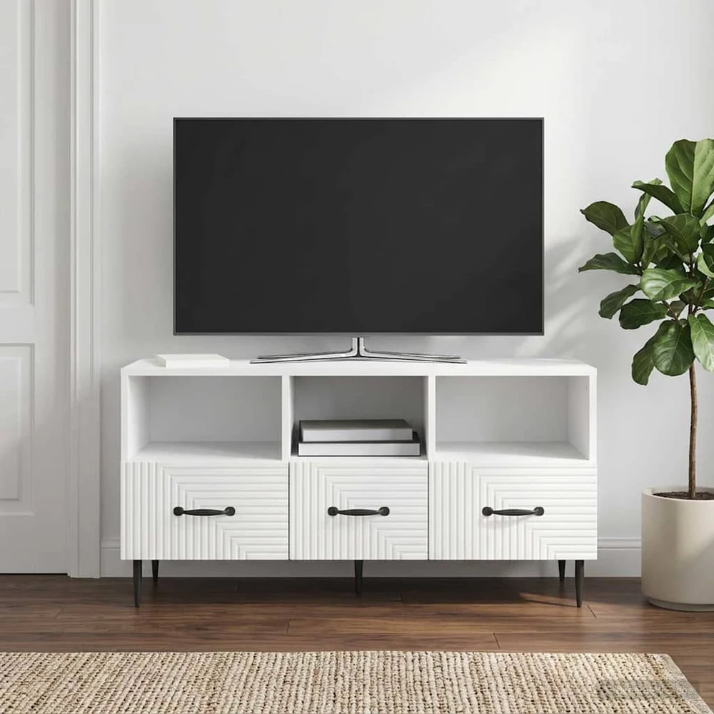 TV staliukas Televizoriaus spintelė Itin blizgi balta 102 x 34,5 x 50 cm