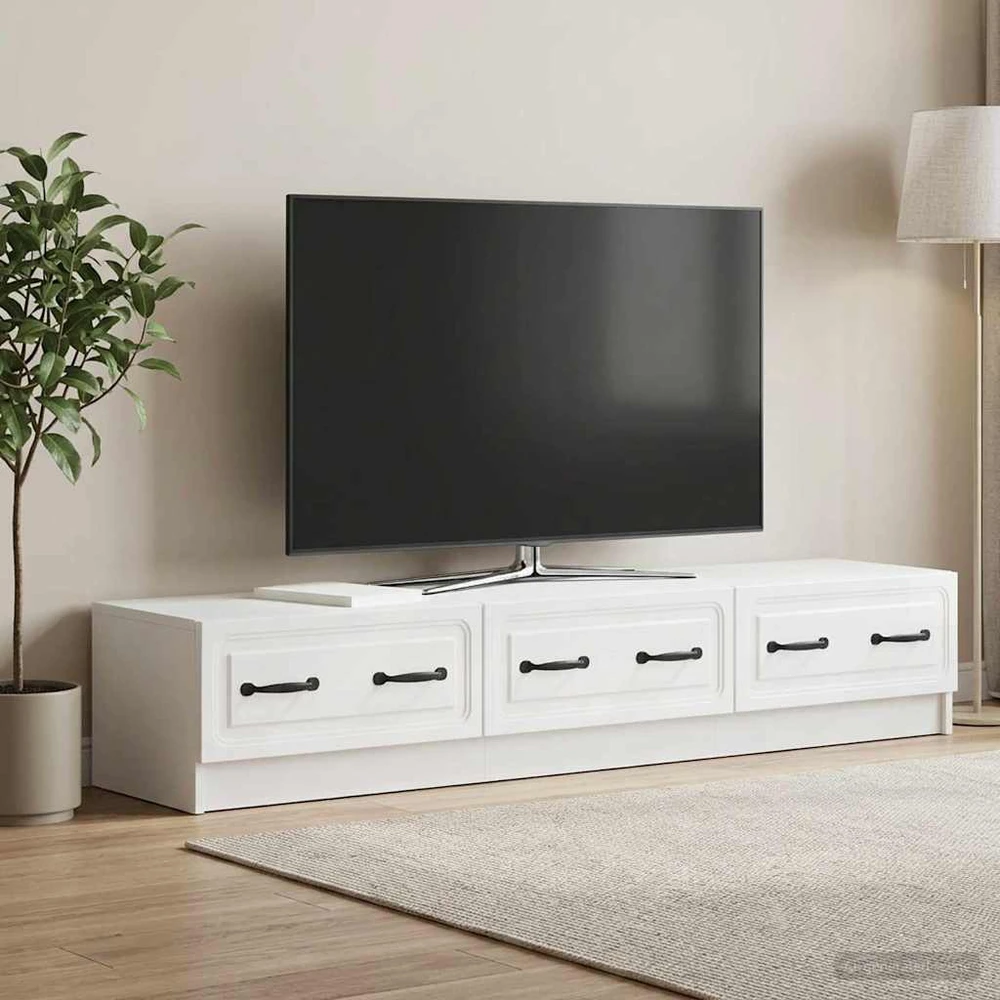 Televizoriaus spintelė 147 x 34,5 x 27 cm Itin blizgi balta