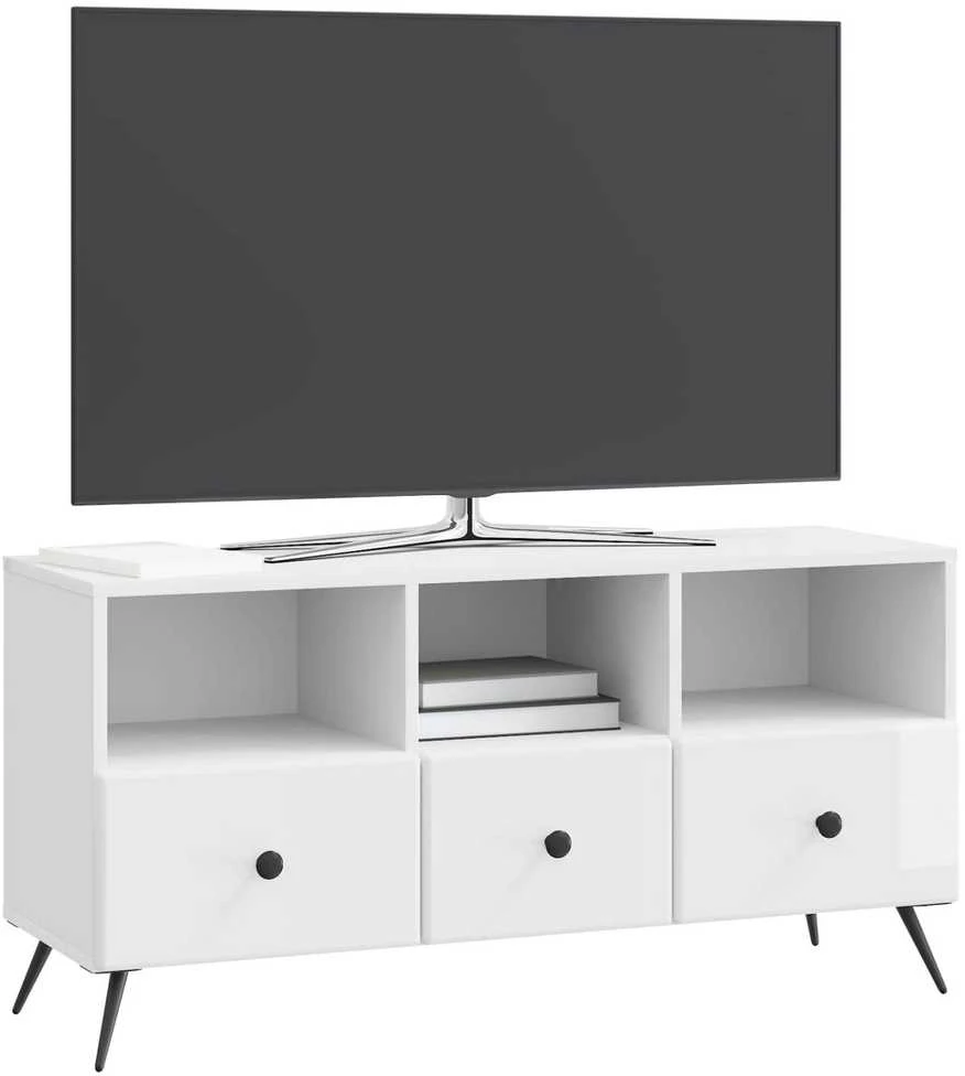 TV staliukas Televizoriaus spintelė Itin blizgi balta 102 x 34,5 x 50 cm