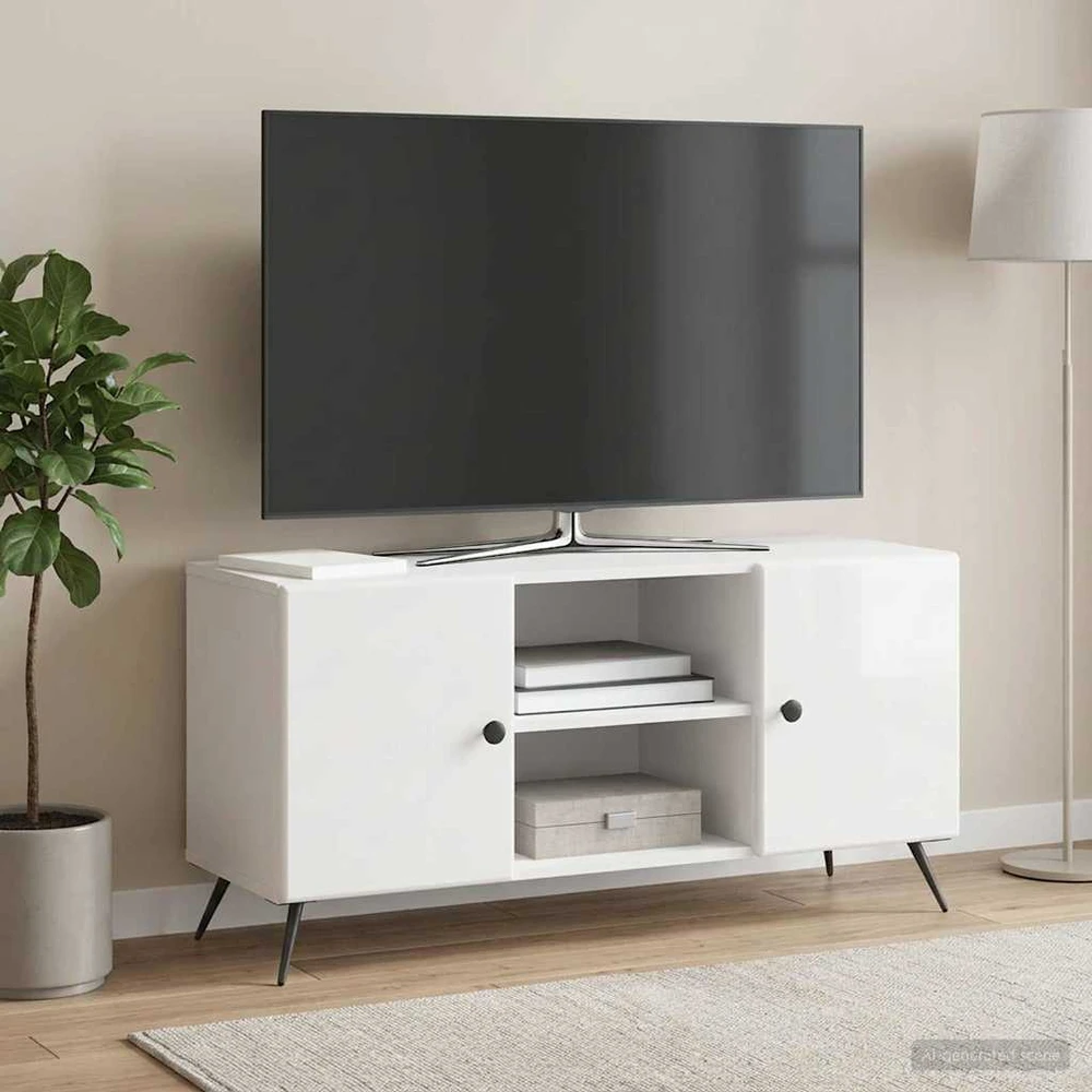 TV staliukas Televizoriaus spintelė 102 x 34,5 x 50 cm Itin blizgi balta