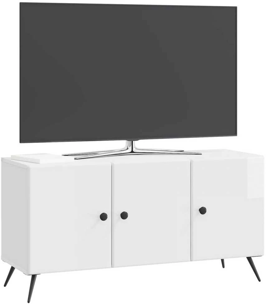 TV staliukas Televizoriaus spintelė Itin blizgi balta 99 x 34,5 x 50 cm