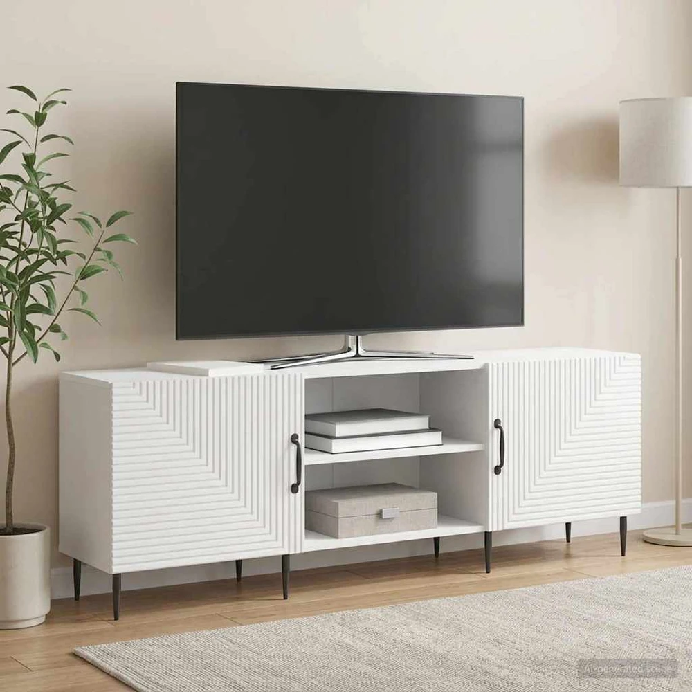 TV staliukas Televizoriaus spintelė 150 x 31 x 50 cm Itin blizgi balta
