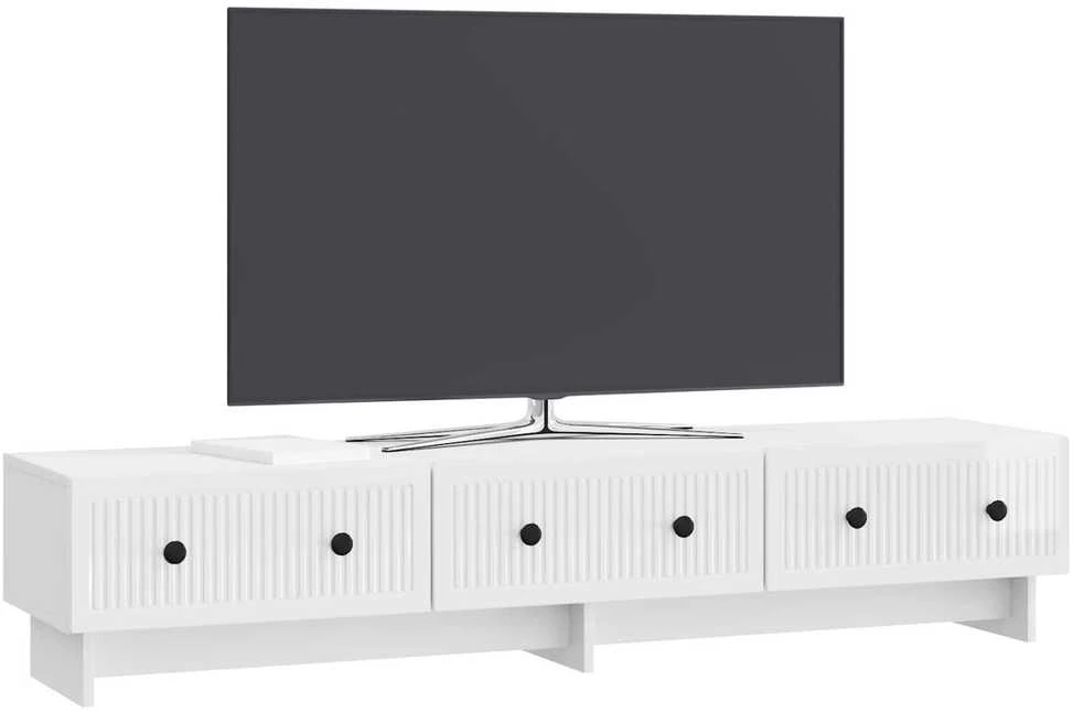 TV staliukas Televizoriaus spintelė 147 x 34,5 x 30 cm Itin blizgi balta