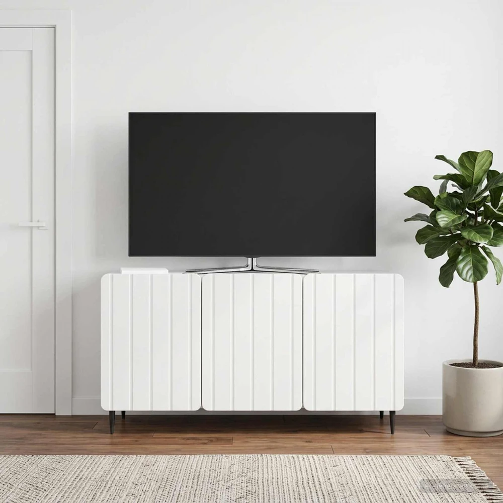 TV staliukas Televizoriaus spintelė 99 x 34,5 x 52 cm Itin blizgi balta