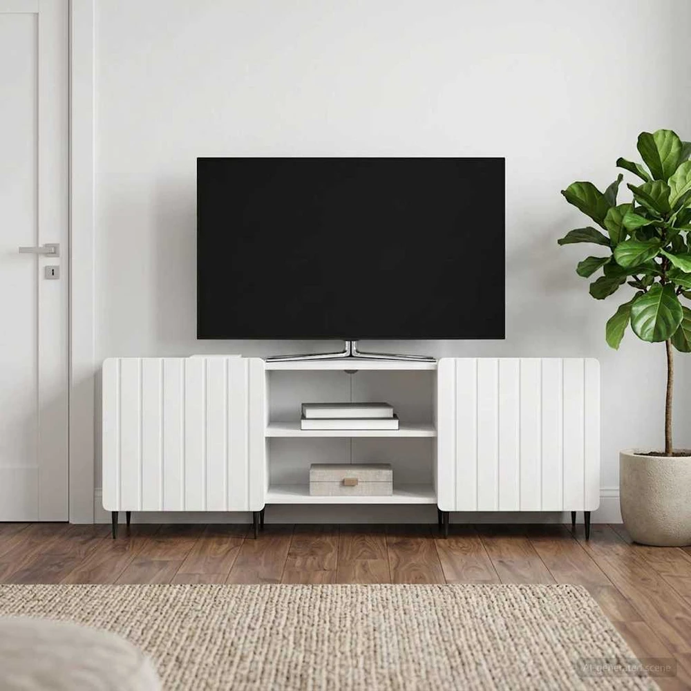 TV staliukas Televizoriaus spintelė Itin blizgi balta 150 x 31 x 52 cm