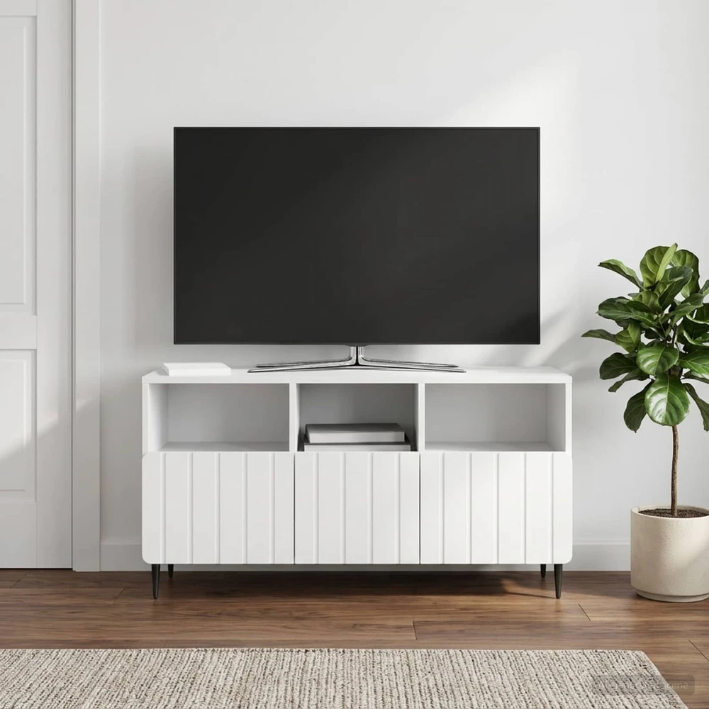 TV staliukas Televizoriaus spintelė Itin blizgi balta 102 x 34,5 x 50 cm