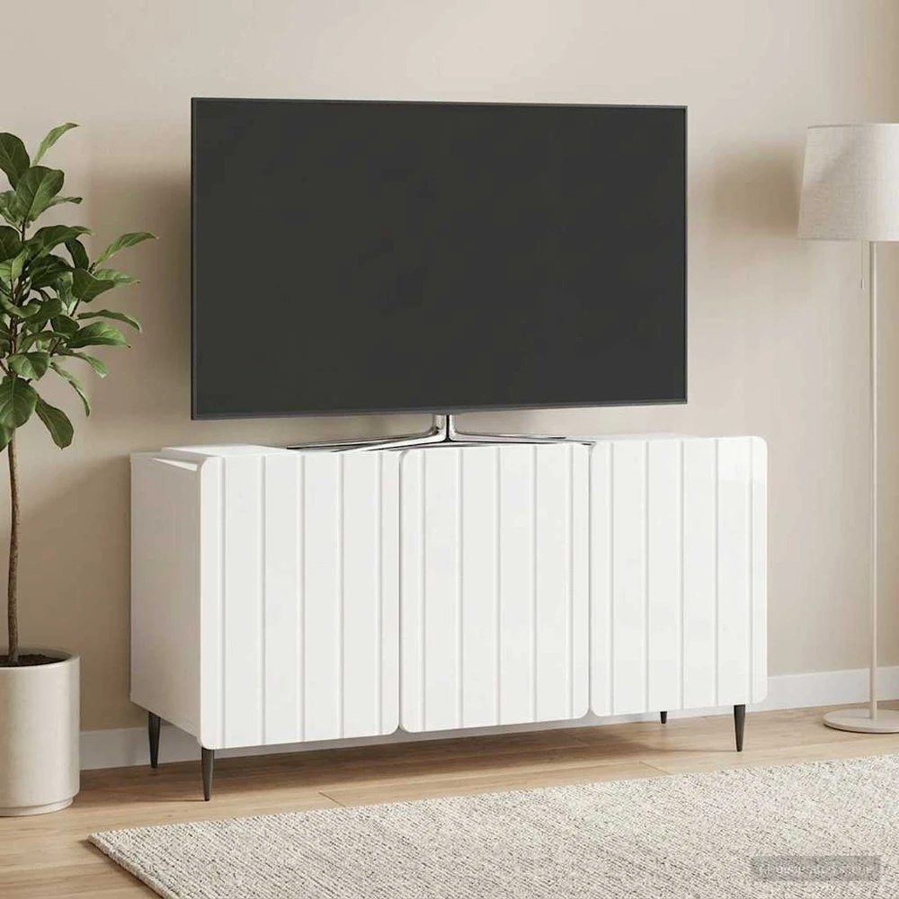 TV staliukas Televizoriaus spintelė 99 x 34,5 x 52 cm Itin blizgi balta
