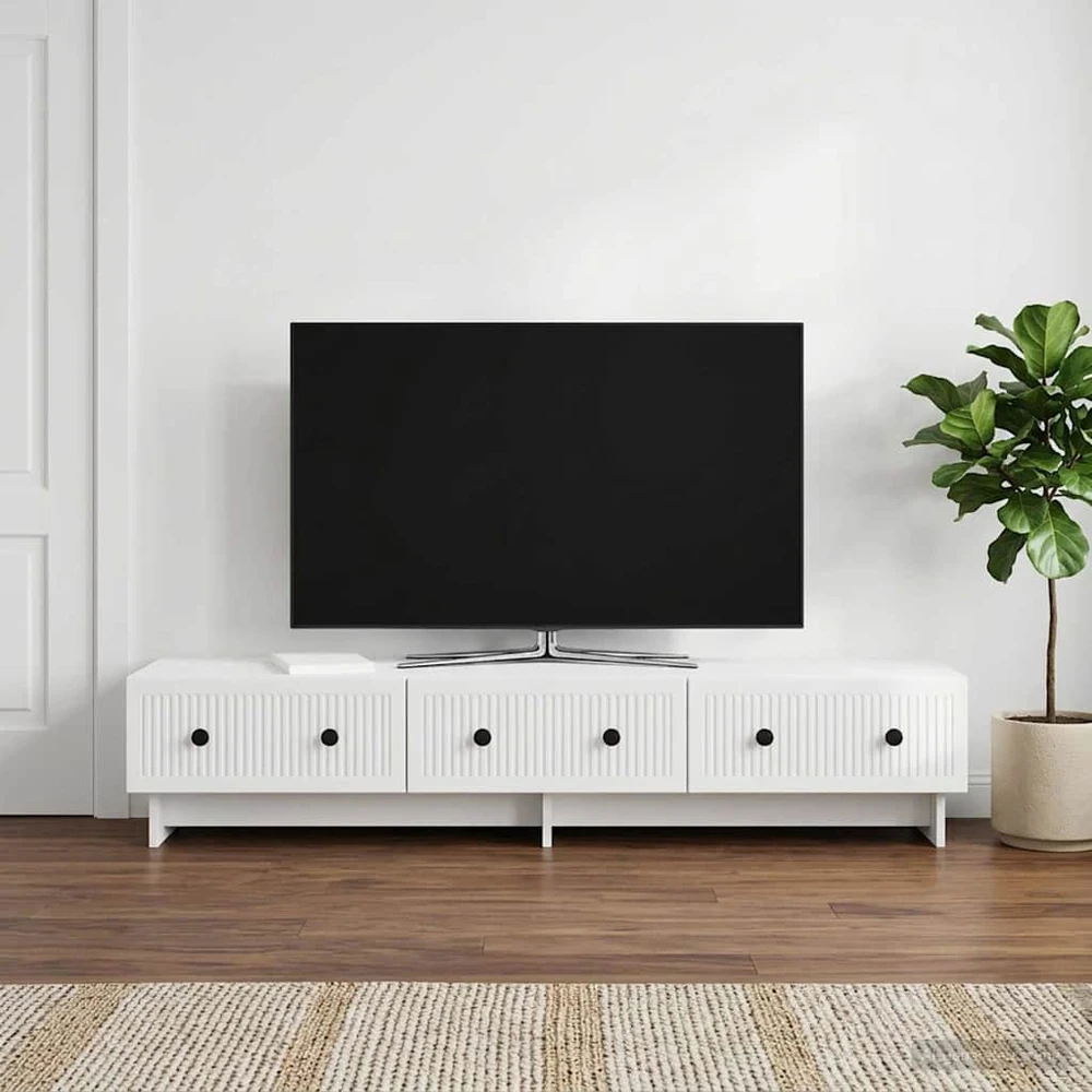 TV staliukas Televizoriaus spintelė 147 x 34,5 x 30 cm Itin blizgi balta