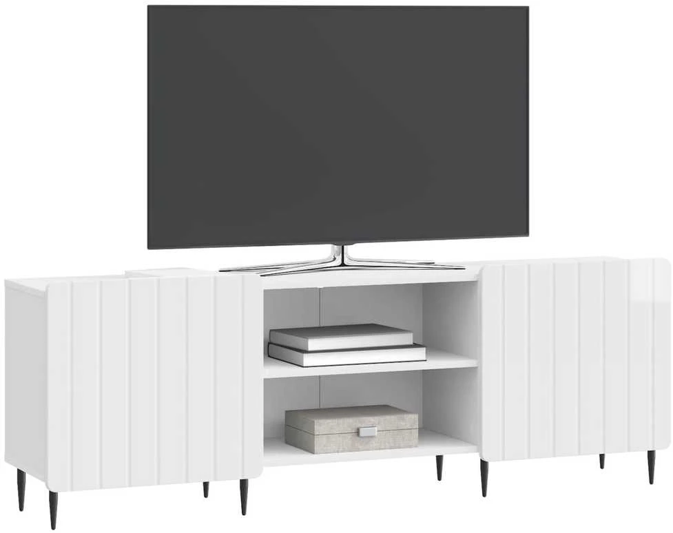 TV staliukas Televizoriaus spintelė Itin blizgi balta 150 x 31 x 52 cm