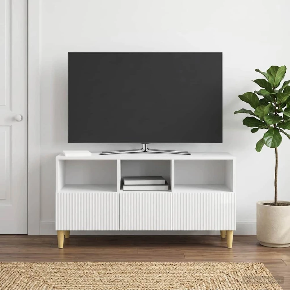 TV staliukas Televizoriaus spintelė 102 x 34,5 x 50 cm Itin blizgi balta