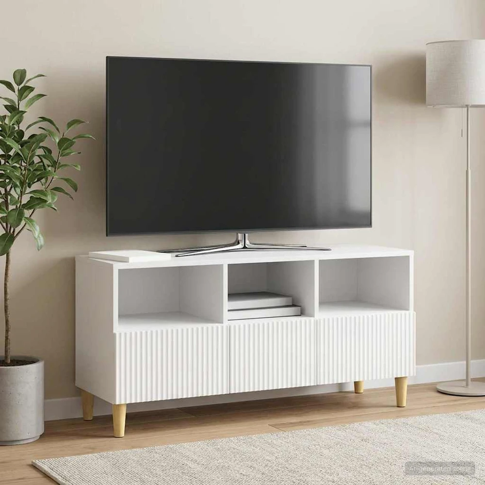 TV staliukas Televizoriaus spintelė 102 x 34,5 x 50 cm Itin blizgi balta