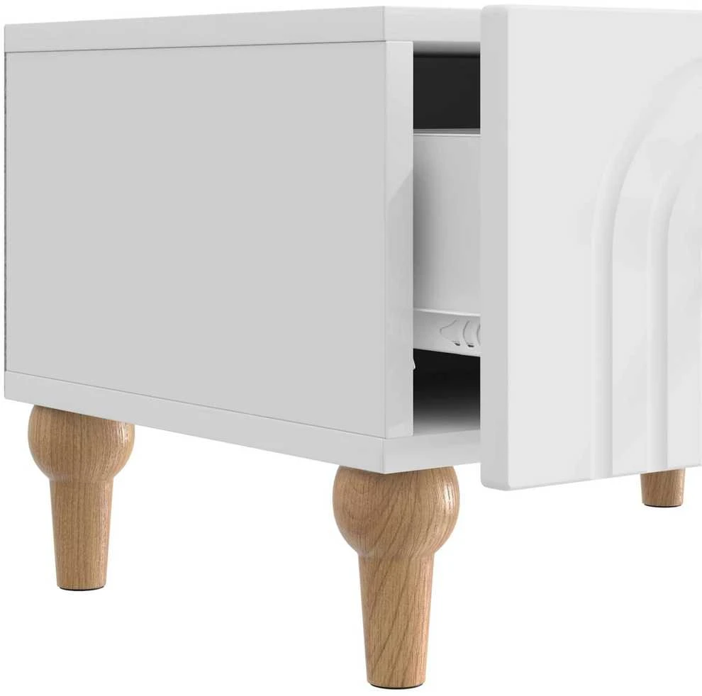 TV staliukas Televizoriaus spintelė Itin blizgi balta 147 x 34,5 x 30 cm
