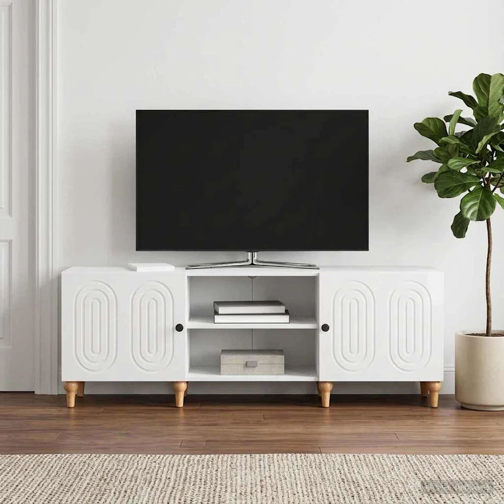 TV staliukas Televizoriaus spintelė 150 x 31 x 50 cm Itin blizgi balta