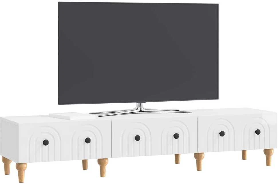 TV staliukas Televizoriaus spintelė Itin blizgi balta 147 x 34,5 x 30 cm