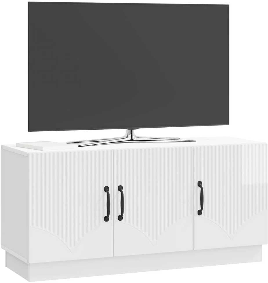 TV staliukas Televizoriaus spintelė Itin blizgi balta 99 x 34,5 x 47 cm
