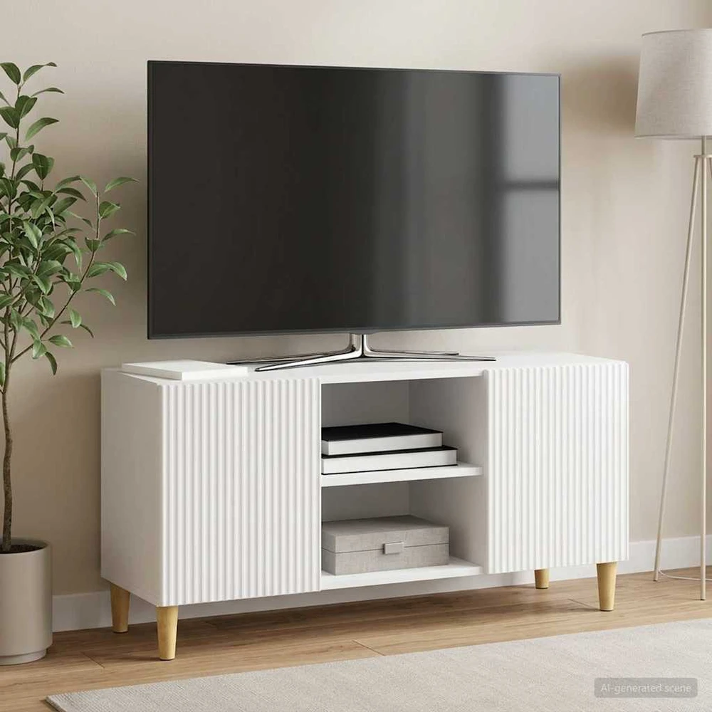 TV staliukas Televizoriaus spintelė 102 x 34,5 x 50 cm Itin blizgi balta