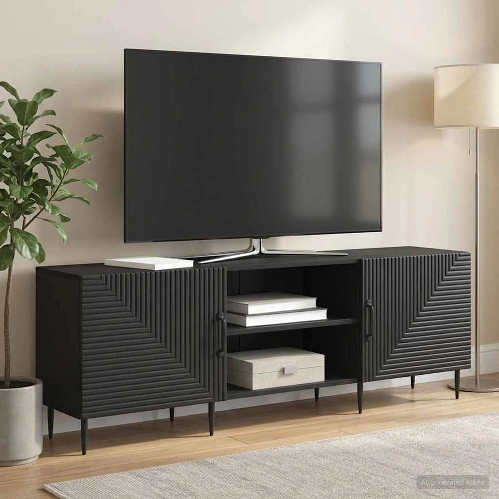 TV staliukas Televizoriaus spintelė 150 x 31 x 50 cm Juoda Apdirbta mediena