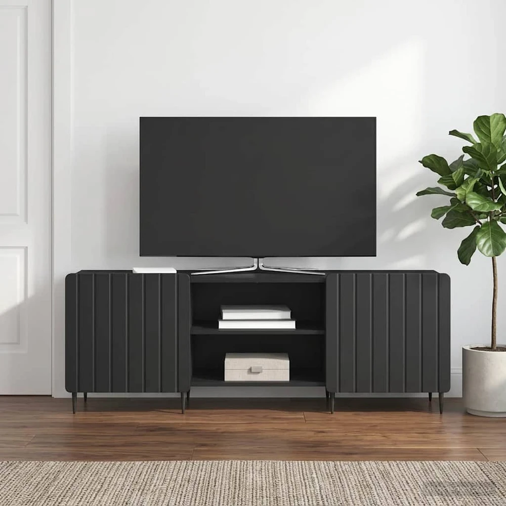TV staliukas Televizoriaus spintelė Juoda 150 x 31 x 52 cm Apdirbta mediena