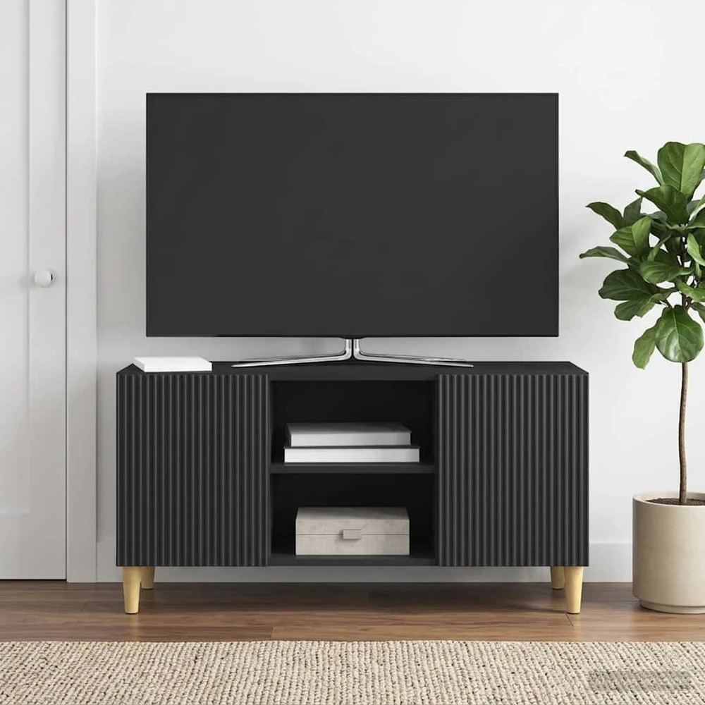TV staliukas Televizoriaus spintelė 102 x 34,5 x 50 cm Juoda