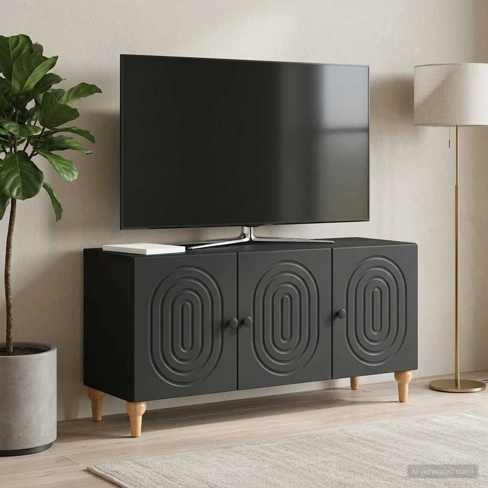TV staliukas Televizoriaus spintelė 99 x 34,5 x 50 cm Juoda Apdirbta mediena