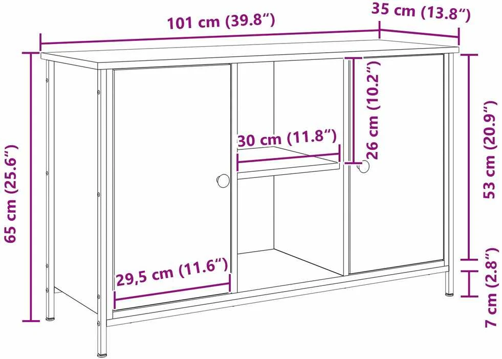 TV staliukas TV spintelių komplektas 101 x 35 x 65 cm Amatininkų ąžuolas