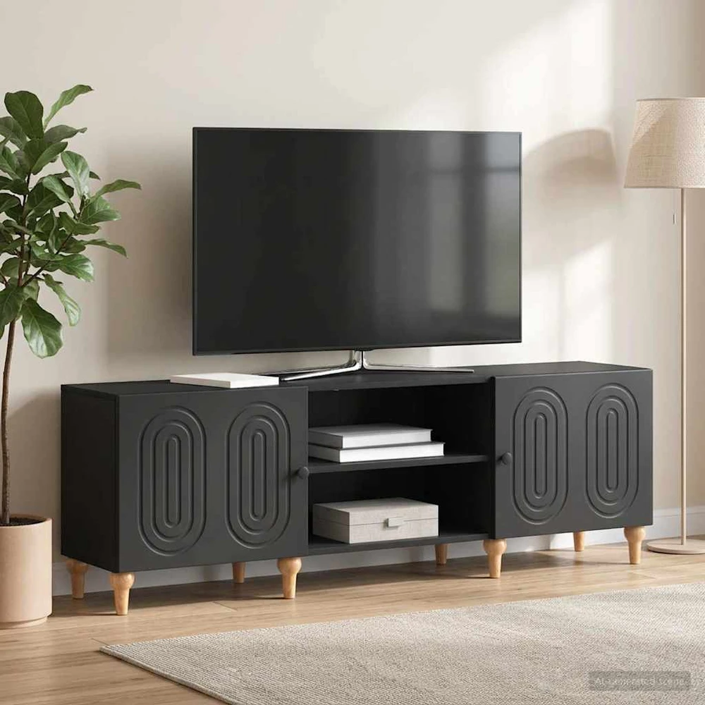 TV staliukas Televizoriaus spintelė 150 x 31 x 50 cm Juoda Apdirbta mediena