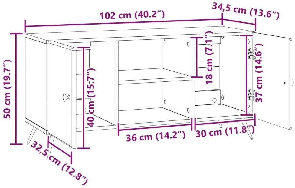 TV staliukas Televizoriaus spintelė 102 x 34,5 x 50 cm Juoda