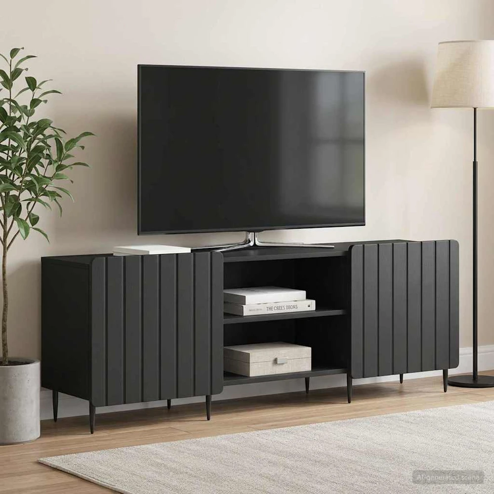TV staliukas Televizoriaus spintelė Juoda 150 x 31 x 52 cm Apdirbta mediena