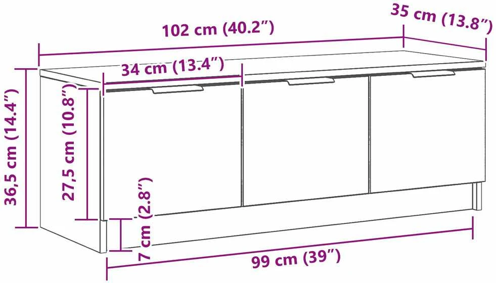 TV staliukas Televizoriaus spintelė 102 x 35 x 36,5 cm Juodas ąžuolas
