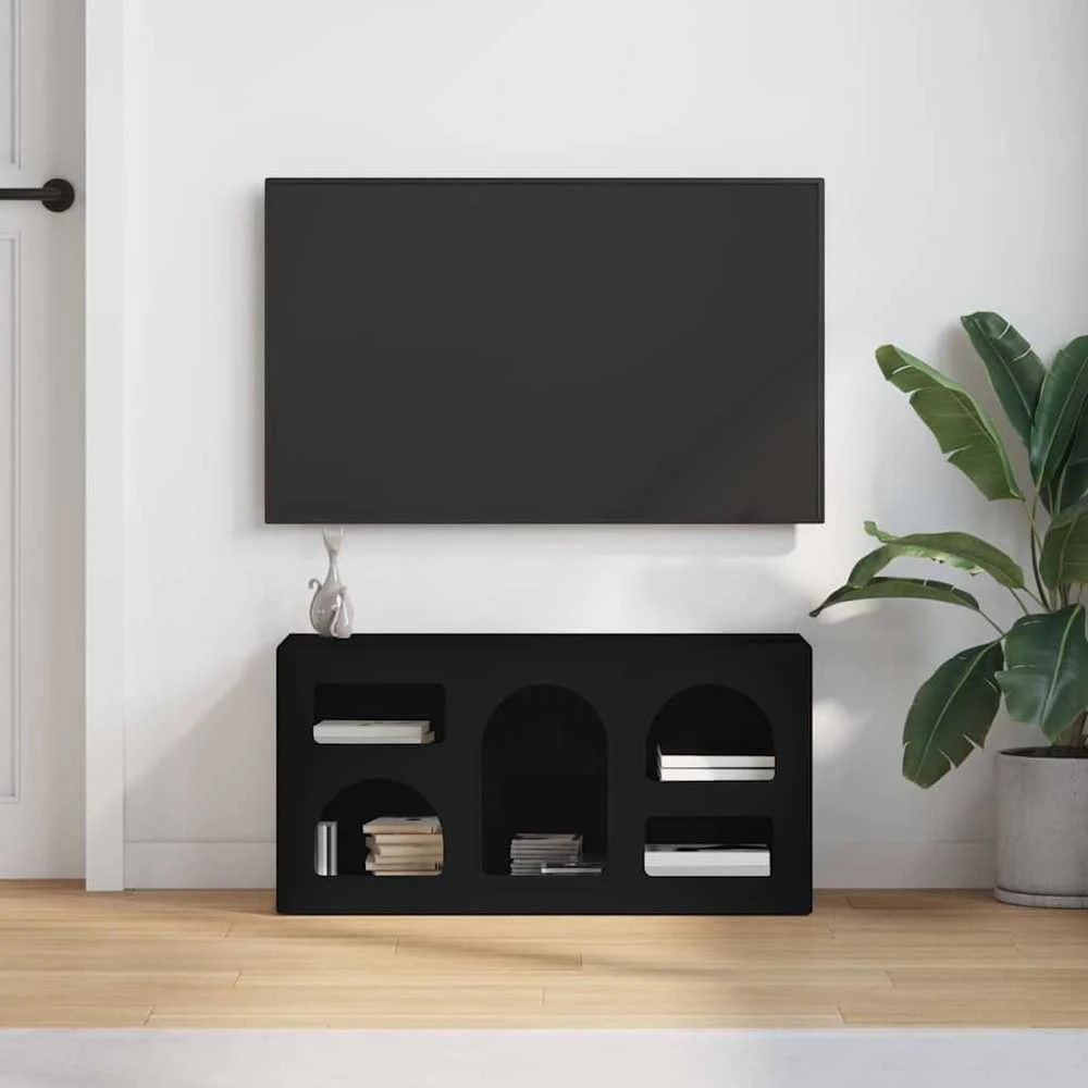 TV staliukas Televizoriaus spintelė ELST 80 x 35 x 40 cm Juoda