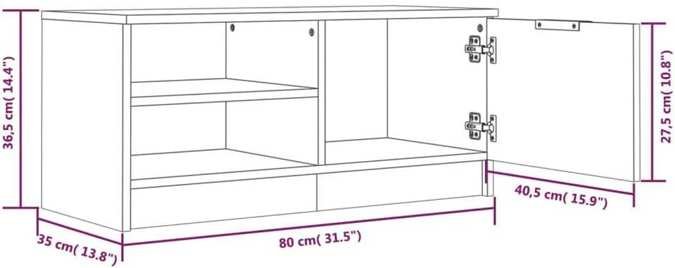 TV staliukas Televizoriaus spintelė, juoda, 80x35x36,5cm, apdirbta mediena