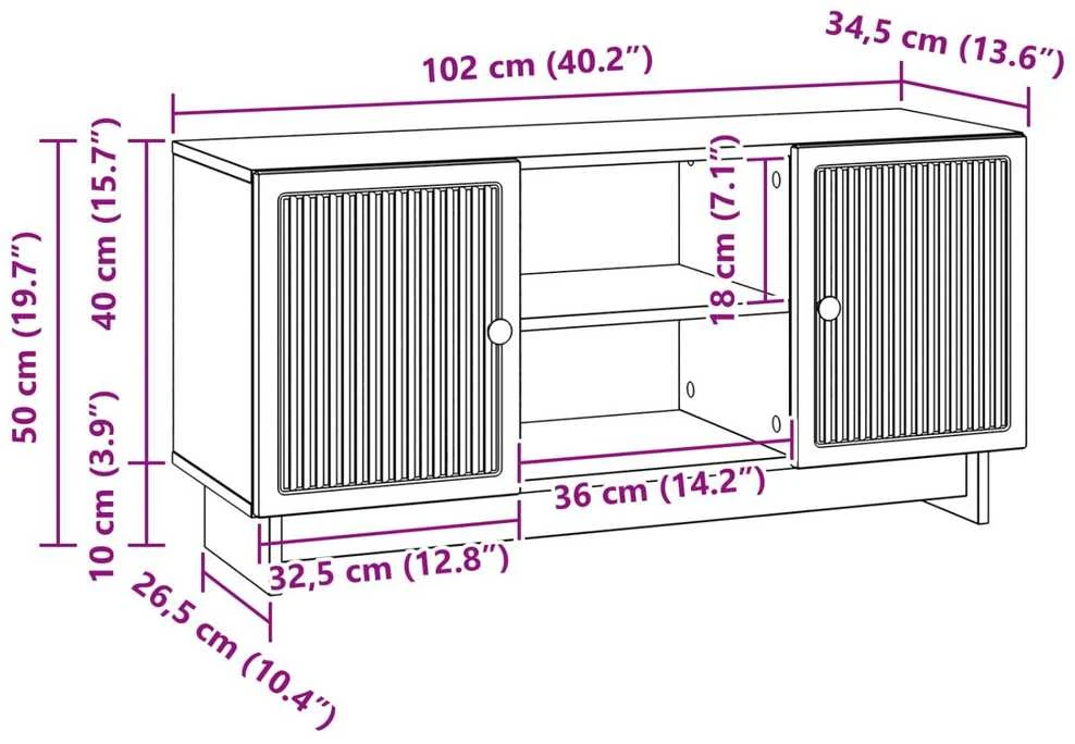 TV staliukas Televizoriaus spintelė 102 x 34,5 x 50 cm Juoda
