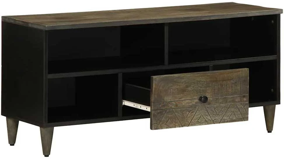 TV staliukas Televizoriaus spintelė, juoda, 100x33x46cm, mango masyvas