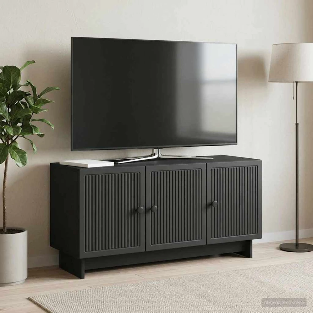 TV staliukas Televizoriaus spintelė 99 x 34,5 x 50 cm Juoda Apdirbta mediena