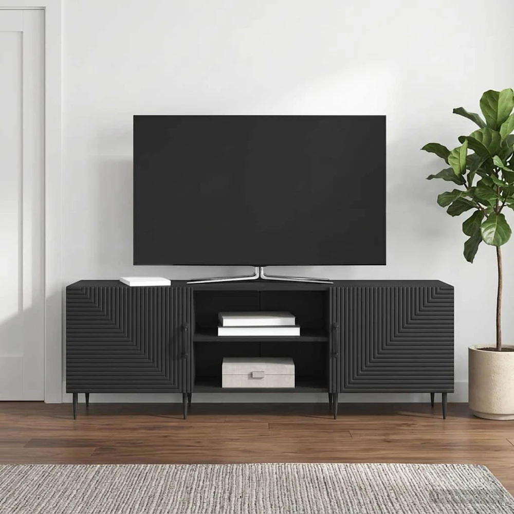 TV staliukas Televizoriaus spintelė 150 x 31 x 50 cm Juoda Apdirbta mediena