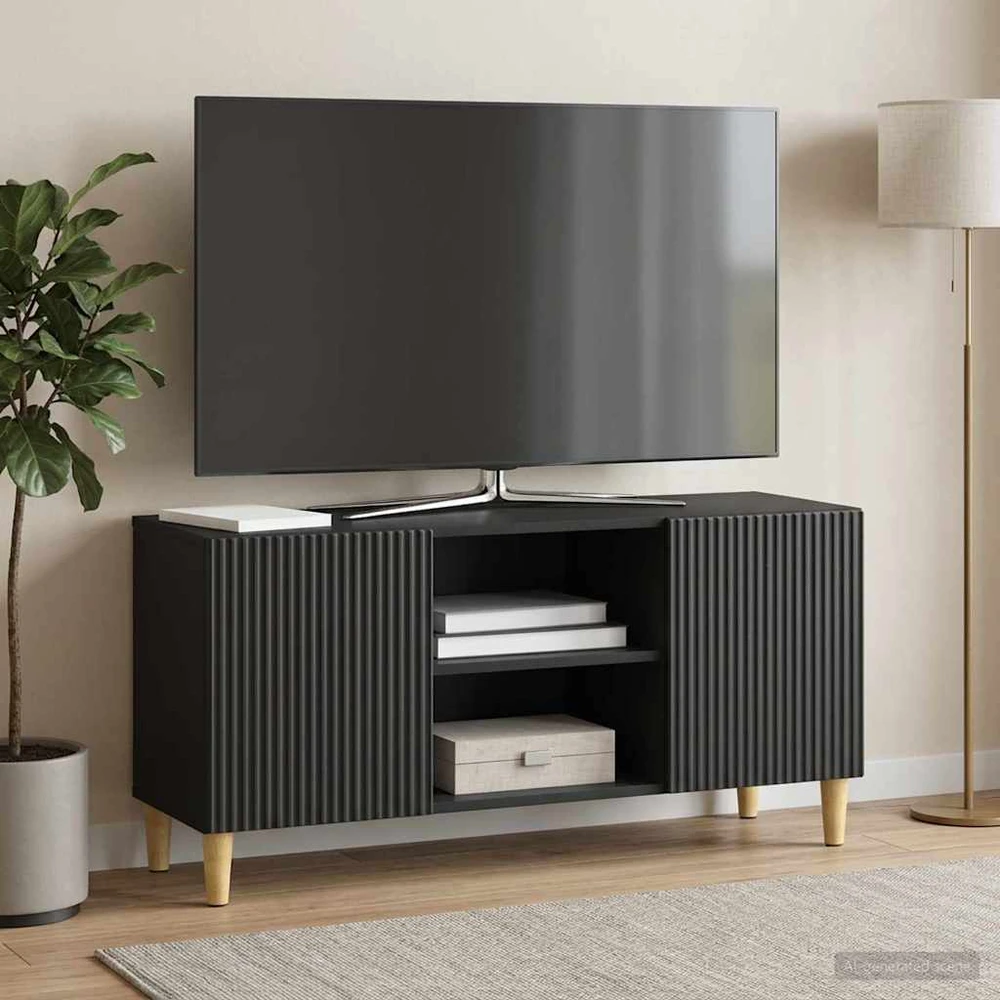 TV staliukas Televizoriaus spintelė 102 x 34,5 x 50 cm Juoda