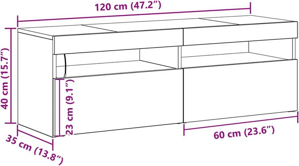 TV staliukas Televizoriaus spintelė 120 x 35 x 40 cm Juodas ąžuolas