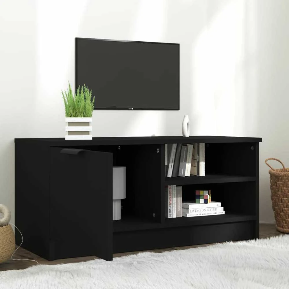 TV staliukas Televizoriaus spintelė, juoda, 80x35x36,5cm, apdirbta mediena