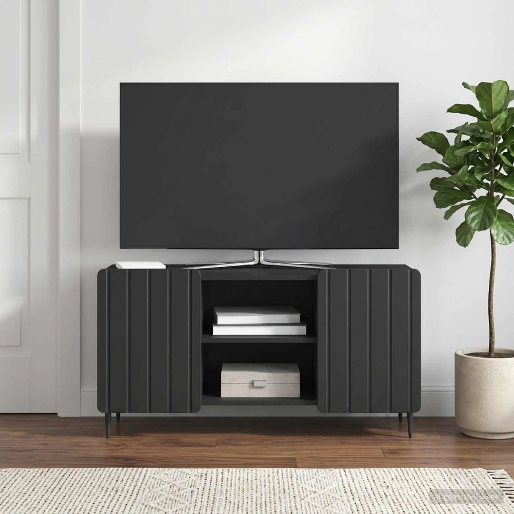 TV staliukas Televizoriaus spintelė 102 x 34,5 x 52 cm Juoda