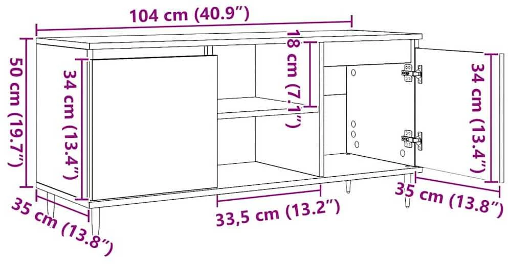 TV staliukas Televizoriaus spintelė 104 x 35 x 50 cm Juodas ąžuolas