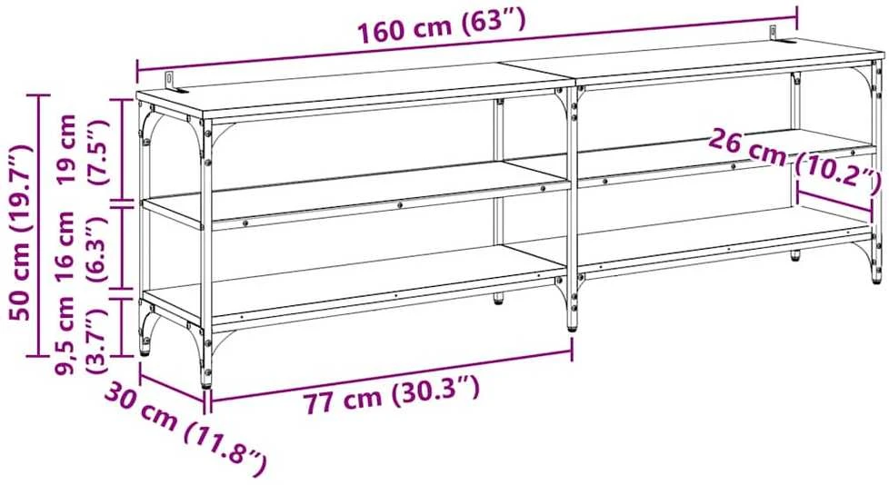 TV staliukas Televizoriaus spintelė 160 x 30 x 50 cm Juodas ąžuolas