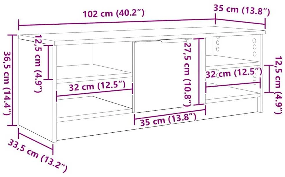 TV staliukas Televizoriaus spintelė 102 x 35 x 36,5 cm Juodas ąžuolas