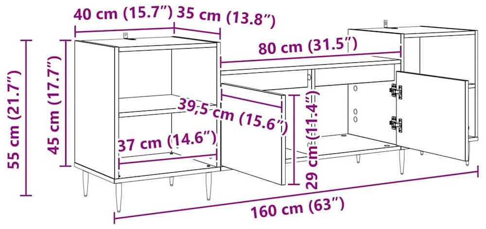 TV staliukas Televizoriaus spintelė 160 x 35 x 55 cm Juodas ąžuolas