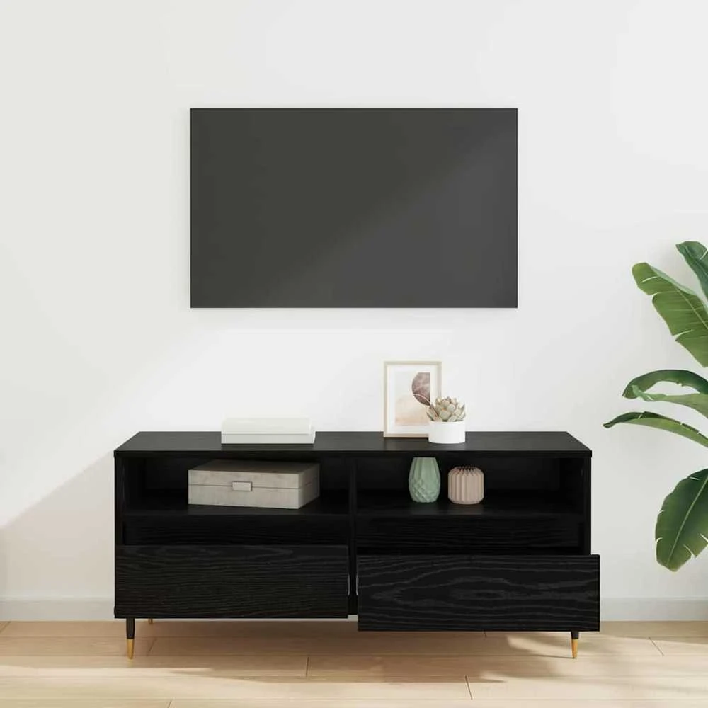TV staliukas Televizoriaus spintelė Juodas ąžuolas 100 x 34,5 x 44,5 cm