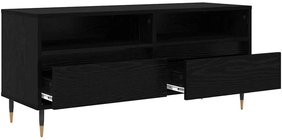 TV staliukas Televizoriaus spintelė Juodas ąžuolas 100 x 34,5 x 44,5 cm