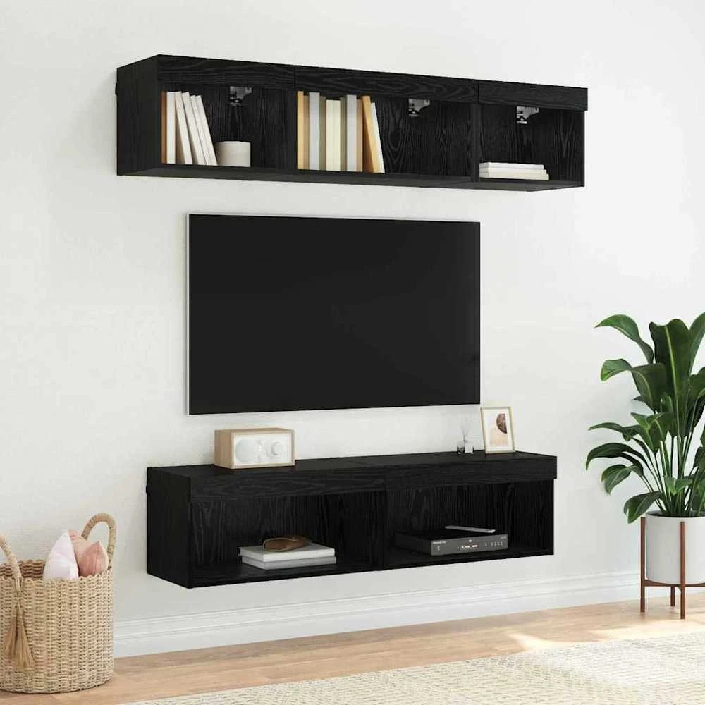 TV staliukas TV spintelių komplektas 60 x 30 x 30 cm Juodas ąžuolas