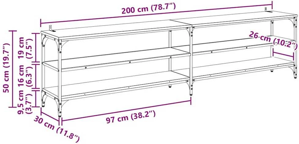 TV staliukas Televizoriaus spintelė 200 x 30 x 50 cm Juodas ąžuolas
