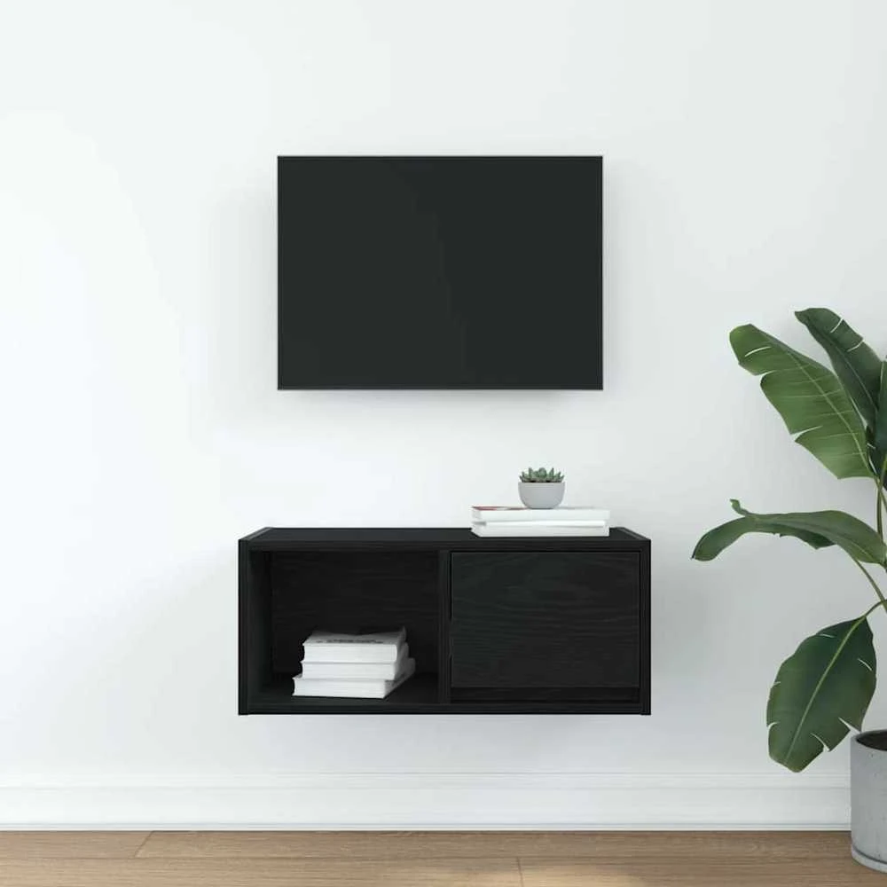 TV staliukas Televizoriaus spintelė, juodas ąžuolas, 60x31x25,5 cm, mediena